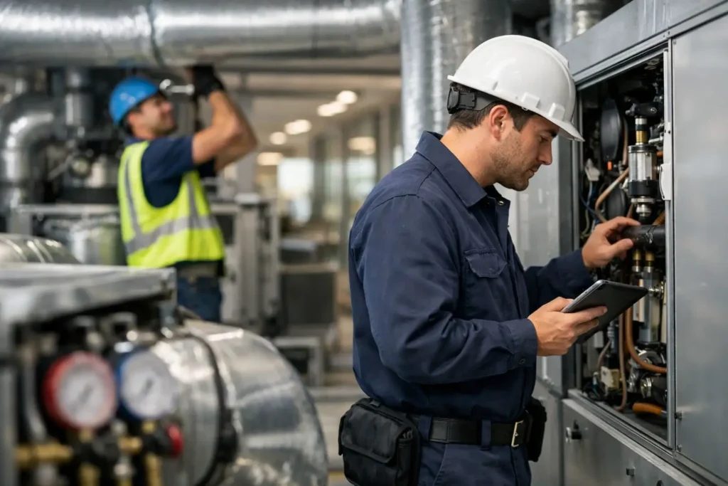 Manutenção HVAC corporativa sem paradas caras